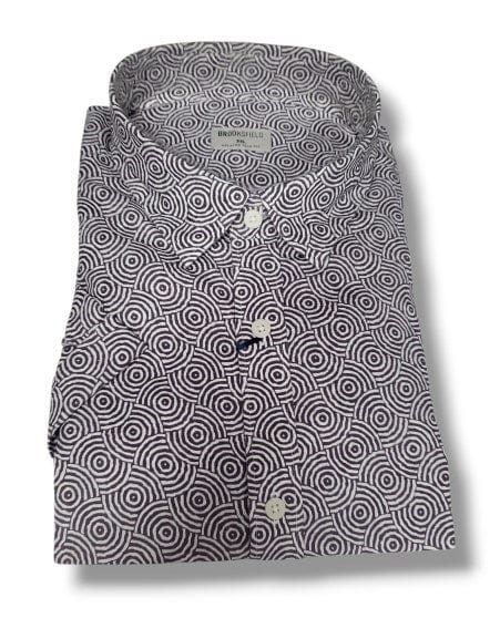Brooksfield Mens Casual Shirt Short Sleeve - Brown