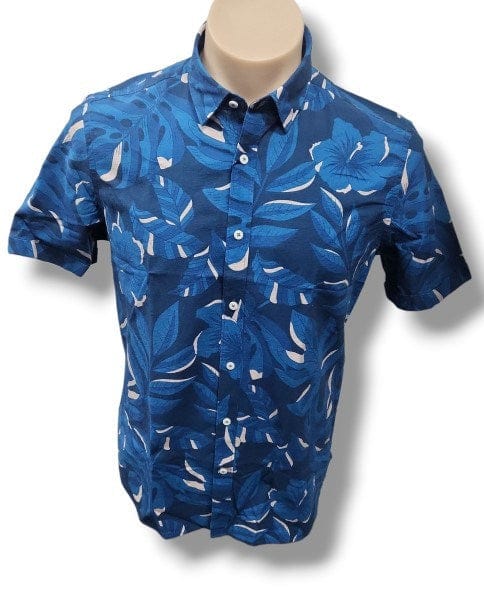 Brooksfield Mens Casual Shirt Short Sleeve - Navy
