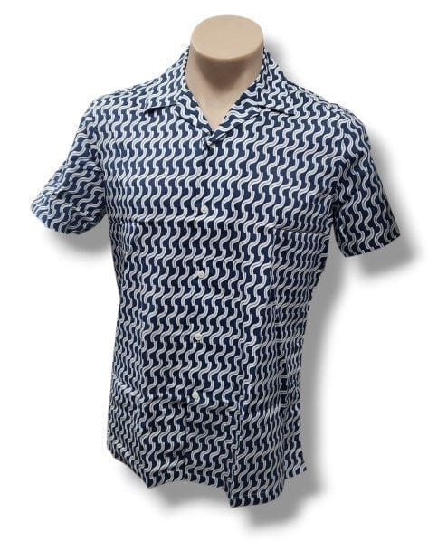 Brooksfield Mens Casual Shirt Short Sleeve - Indigo