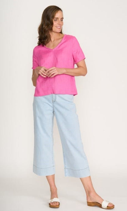 Foil Womens V Benefits Top - Hot Pink