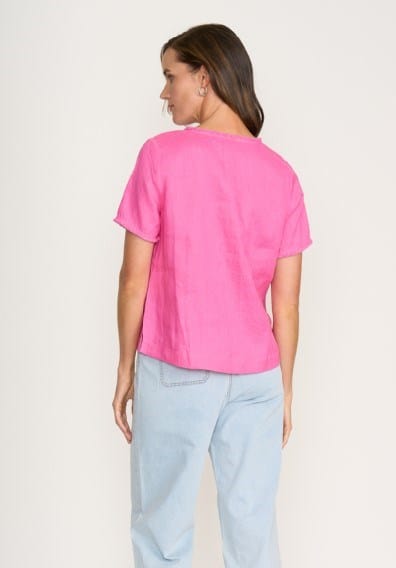 Foil Womens V Benefits Top - Hot Pink