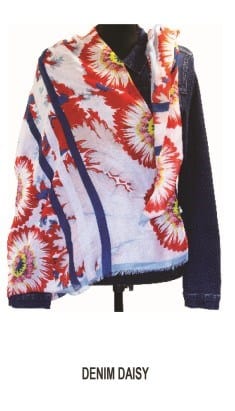 Corfu Womens Polyester Scarf - Denim Daisy