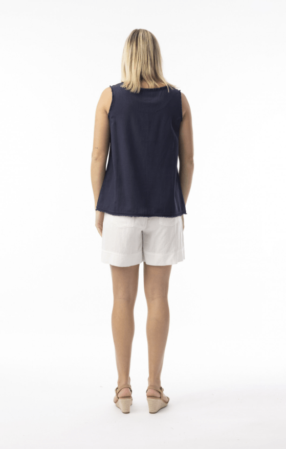 Load image into Gallery viewer, Orientique Womens Linen Essentials Cami - Navy
