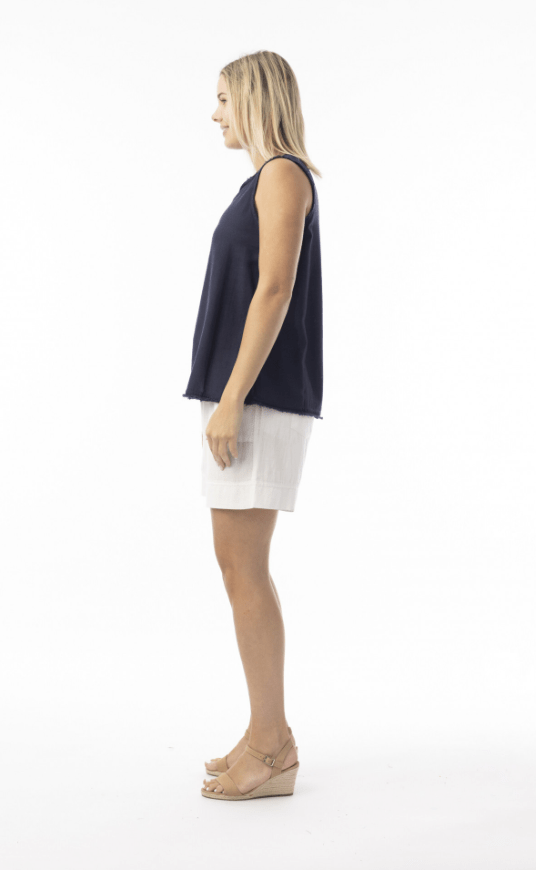 Load image into Gallery viewer, Orientique Womens Linen Essentials Cami - Navy
