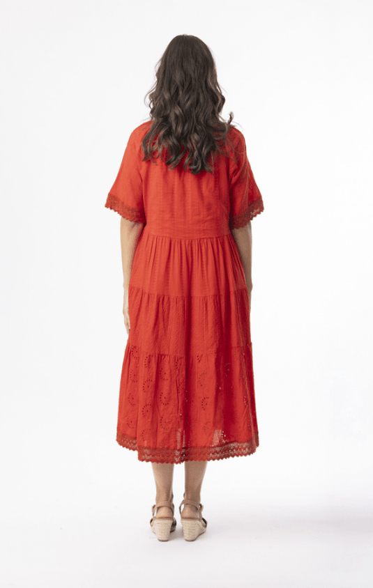 Orientique Womens Broderie Essentials Dress Layers - Red
