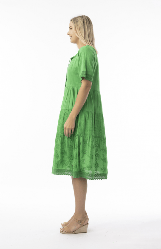 Load image into Gallery viewer, Orientique Womens Broderie Essentials Dress Layers - Green
