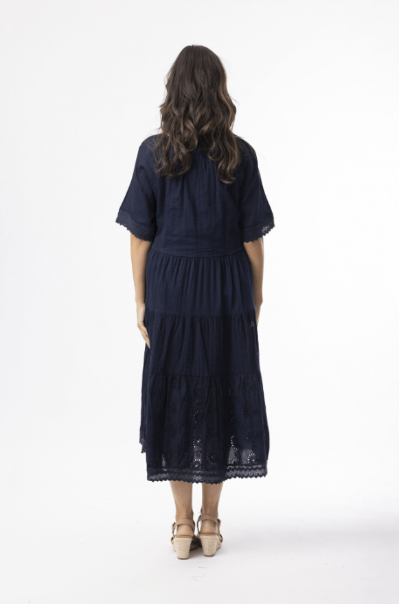 Load image into Gallery viewer, Orientique Womens Broderie Essentials Dress Layers - Navy

