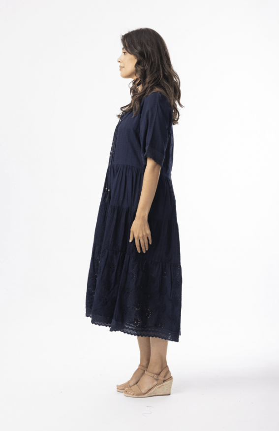 Load image into Gallery viewer, Orientique Womens Broderie Essentials Dress Layers - Navy
