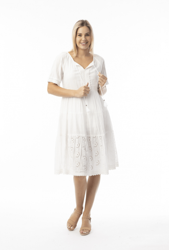 Load image into Gallery viewer, Orientique Womens Broderie Essentials Dress Layers - White
