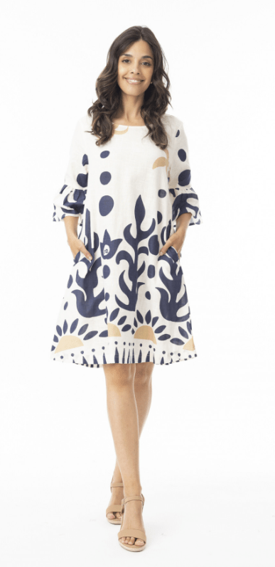 Load image into Gallery viewer, Orientique Womens Nazca Contemporary Frill Sleeve Dress
