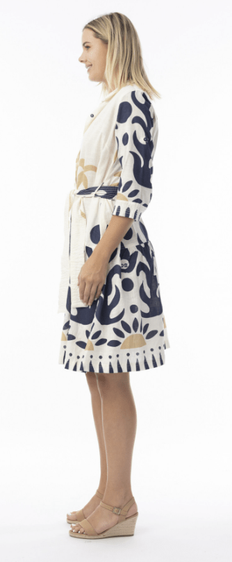 Load image into Gallery viewer, Orientique Womens Nazca Tie Waist Dress
