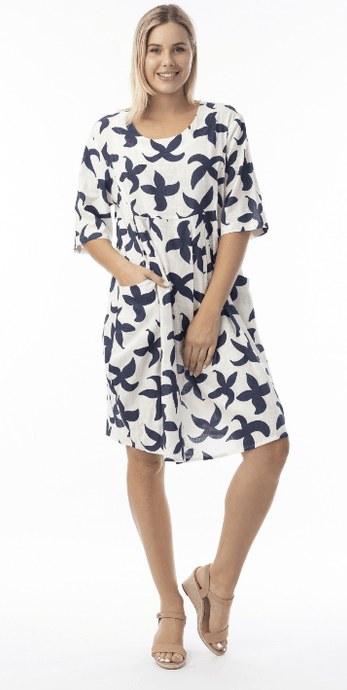 Orientique Womens Nazca Boxy Elbow Sleeve Dress