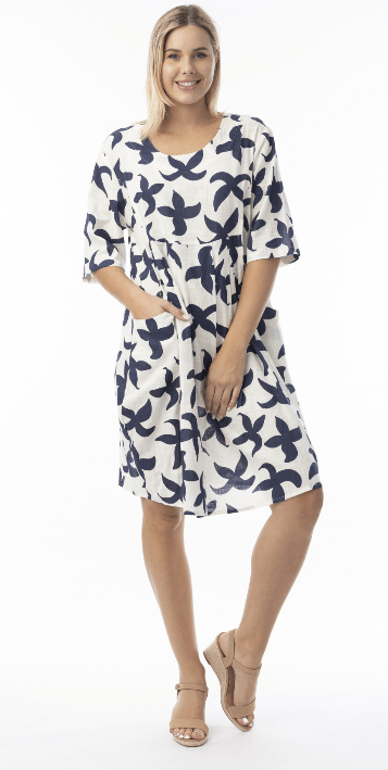 Load image into Gallery viewer, Orientique Womens Nazca Boxy Elbow Sleeve Dress
