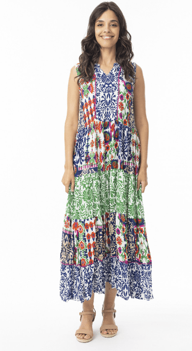 Orientique Womens Buzios Round Neckline Sleeveless Dress