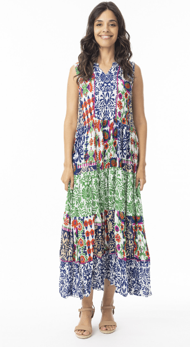 Orientique Womens Buzios Round Neckline Sleeveless Dress