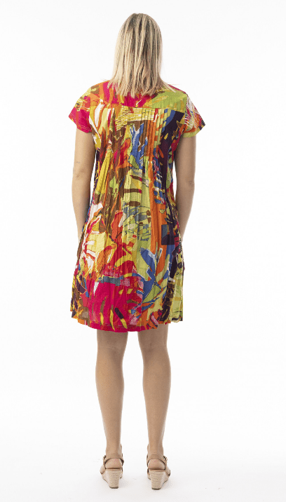 Load image into Gallery viewer, Orientique Womens Printed Cotton Easy Fit Dress - Leaves Red
