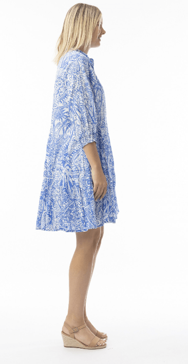 Load image into Gallery viewer, Orientique Womens Aksharay Collar Puff Sleeve Dress
