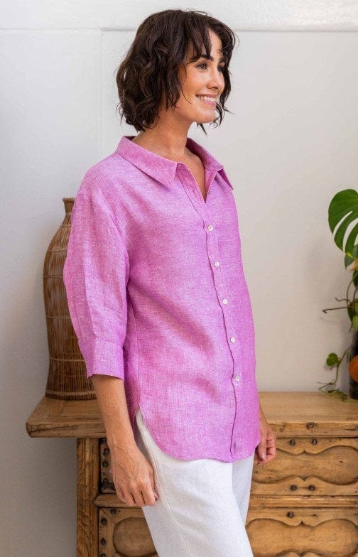 Load image into Gallery viewer, See Saw Womens 3/4 Sleeve Boyfriend Shirt
