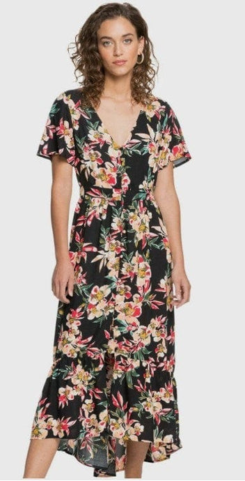 Roxy Women's NWT Bright Daylight Short Sleeve Maxi Floral Dress
