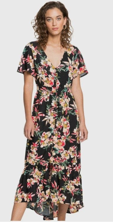 Roxy Women's NWT Bright Daylight Short Sleeve Maxi Floral Dress