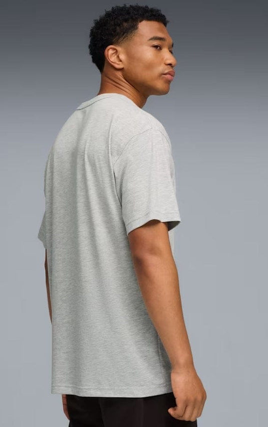 Puma Mens Graphics Train Logo Relaxed Tee - Light Gray Heather