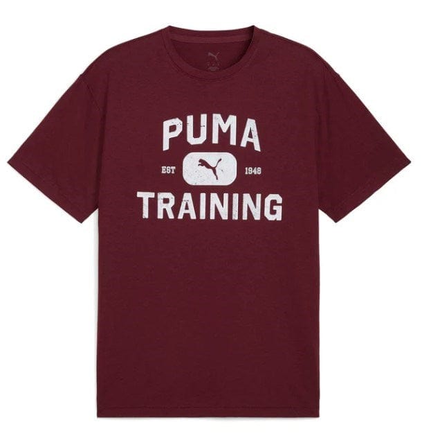 Puma Mens Graphics Train Logo Relaxed Tee - Ruby Shimmer
