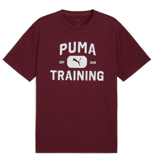 Puma Mens Graphics Train Logo Relaxed Tee - Ruby Shimmer
