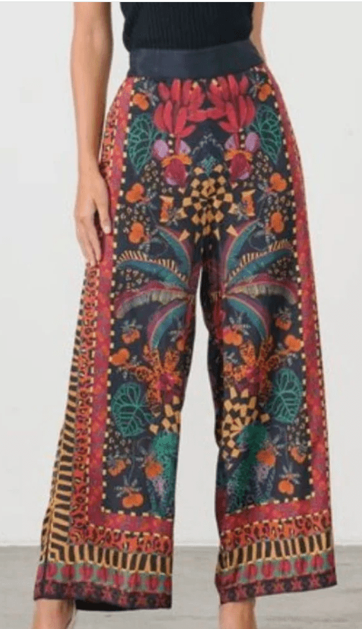 Load image into Gallery viewer, Holmes &amp; Fallon Womens Tropical Print Elastic Waist Pant - Black
