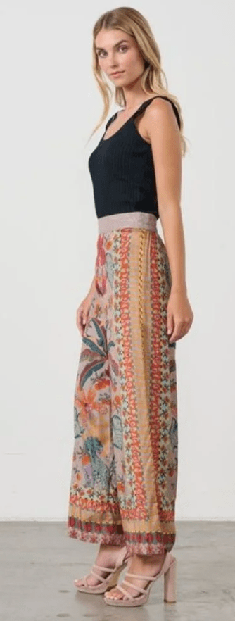 Load image into Gallery viewer, Holmes &amp; Fallon Womens Tropical Print Elastic Waist Pant - Mushroom
