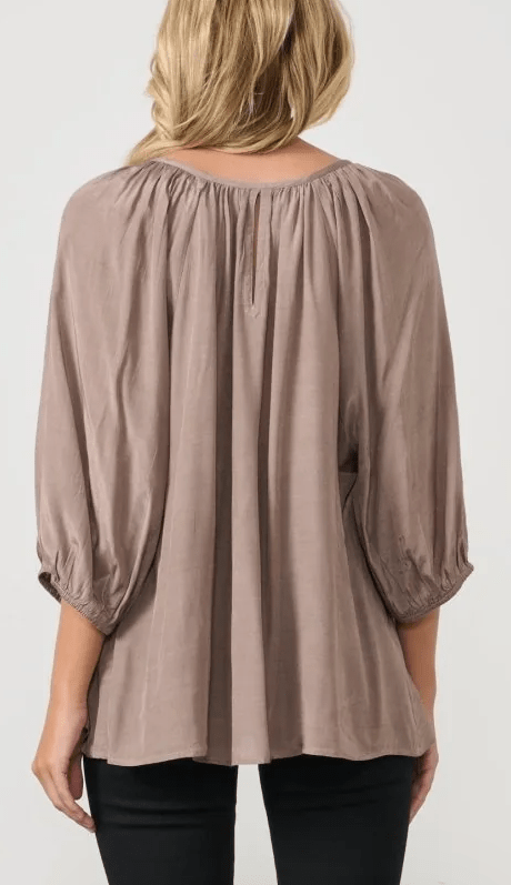 Holmes & Fallon Womens Aella Tie Top - Mushroom