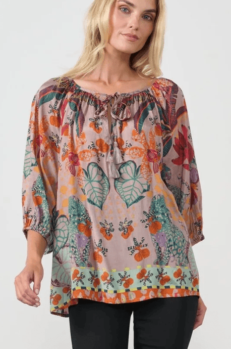 Holmes & Fallon Womens Tie Neck Blouse - Mushroom