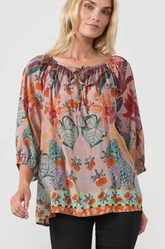 Holmes & Fallon Womens Tie Neck Blouse - Mushroom