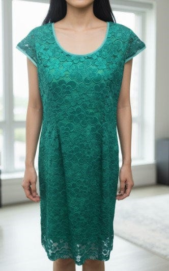 LS Collection Womens Green Flowers Dress