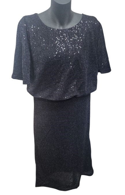 LS Collection Womens Black Glitter Dress