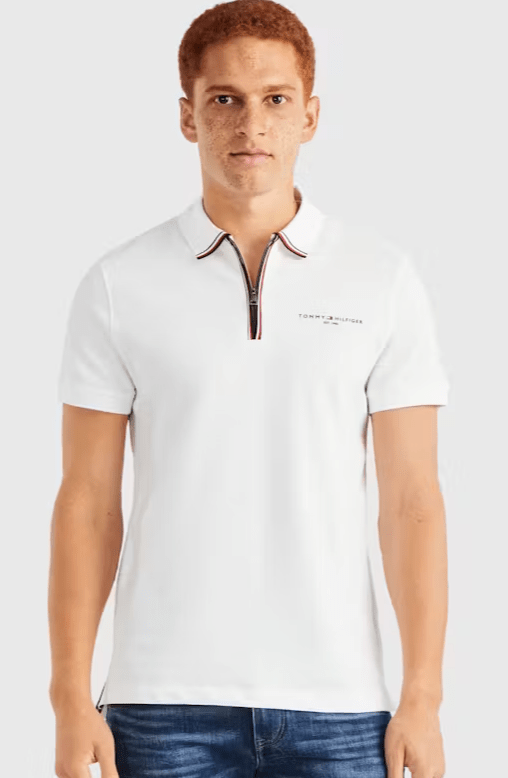 Load image into Gallery viewer, Tommy Hilfiger Mens WCC Zip Regular Polo White
