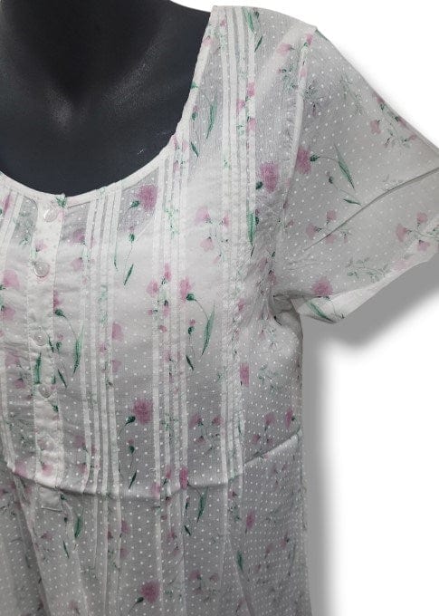 Load image into Gallery viewer, French Country Womens Nightie Short Sleeve 105 Pressed Flower

