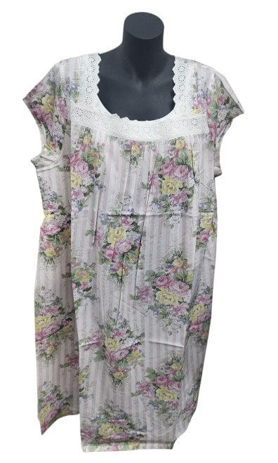 French Country Womens Nightie Cap 110 Bouquet Stripe