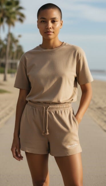 Champion Womens Leg Graphic Jersey Huntington Beach Short - Sand