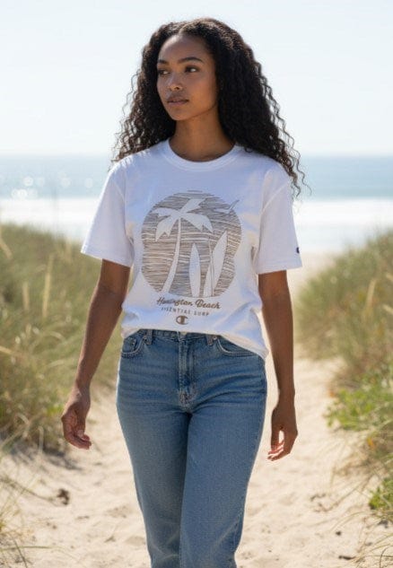 Champion Womens Sports Graphic Oversize Huntington Beach Tee - Light Beige