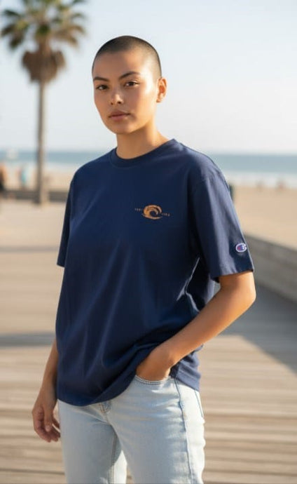 Champion Womens Sports Graphic Surf Life Print Tee - Navy