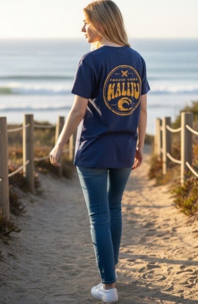 Load image into Gallery viewer, Champion Womens Sports Graphic Surf Life Print Tee - Navy
