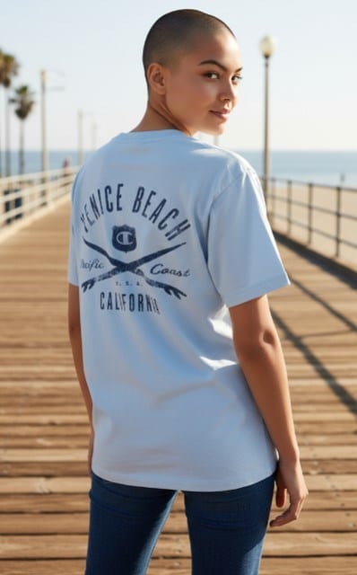 Champion Womens Sports Graphic Venice Beach Print Tee - Light Blue