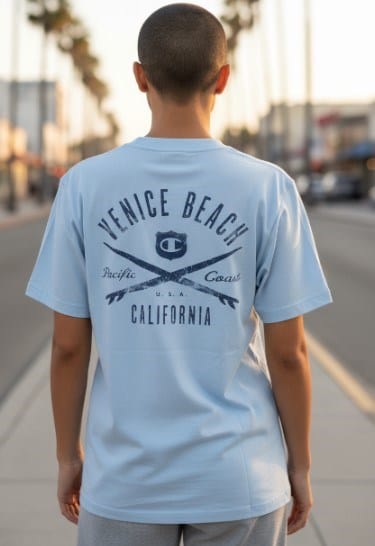 Load image into Gallery viewer, Champion Womens Sports Graphic Venice Beach Print Tee - Light Blue

