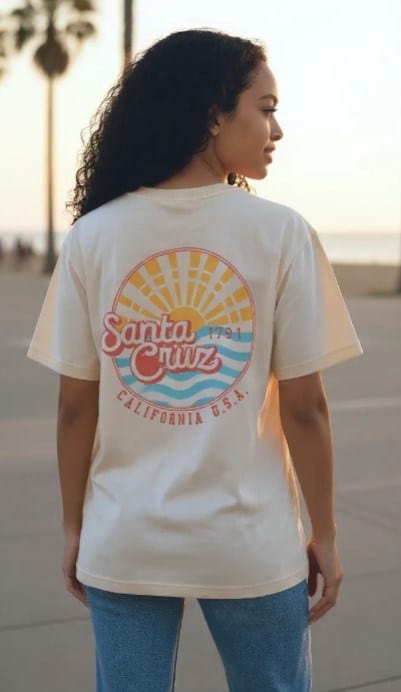 Load image into Gallery viewer, Champion Womens Sports Graphic Santa Cruz Print Tee - Beige
