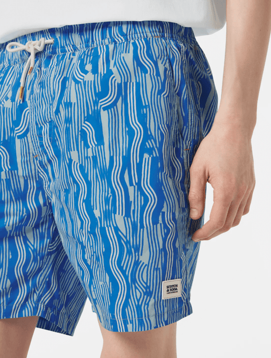 Scotch & Soda Mens Printed Mid-Length Swimshort