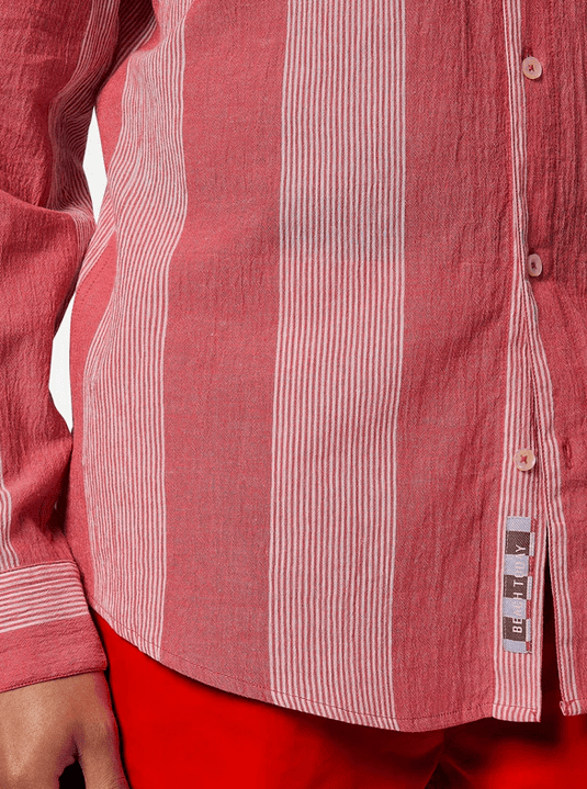 Scotch & Soda Mens Crinkled Stripe Regular Shirt