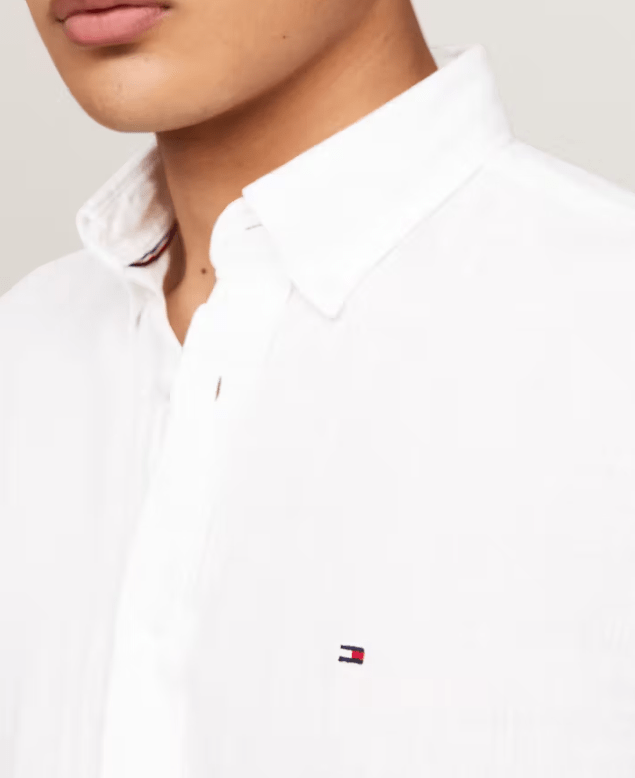 Load image into Gallery viewer, Tommy Hilfiger Mens Pigment Dyed Linen Short Sleeve Regular Fit Shirt - White

