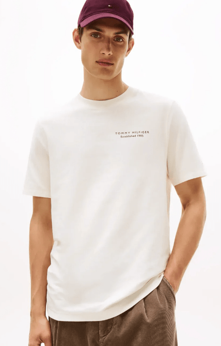 Tommy Hilfiger Mens Photo Print Graphic Tee - Ivory Petal