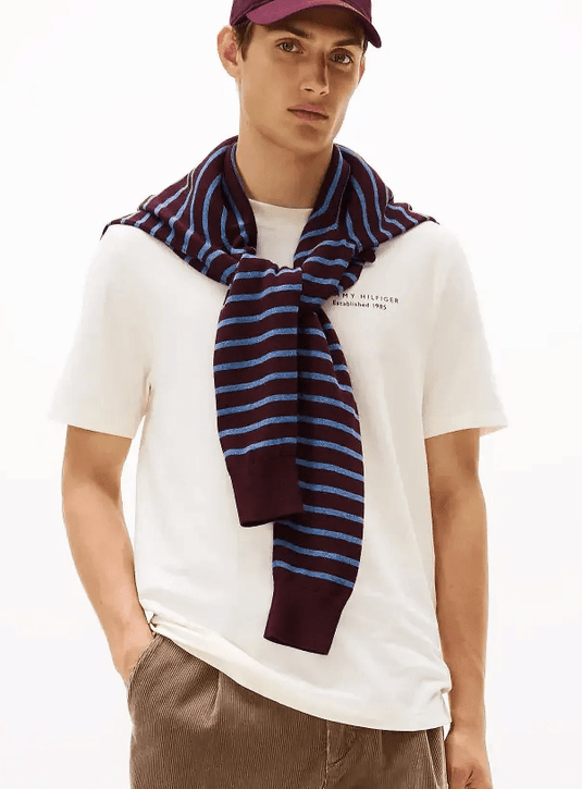 Tommy Hilfiger Mens Photo Print Graphic Tee - Ivory Petal