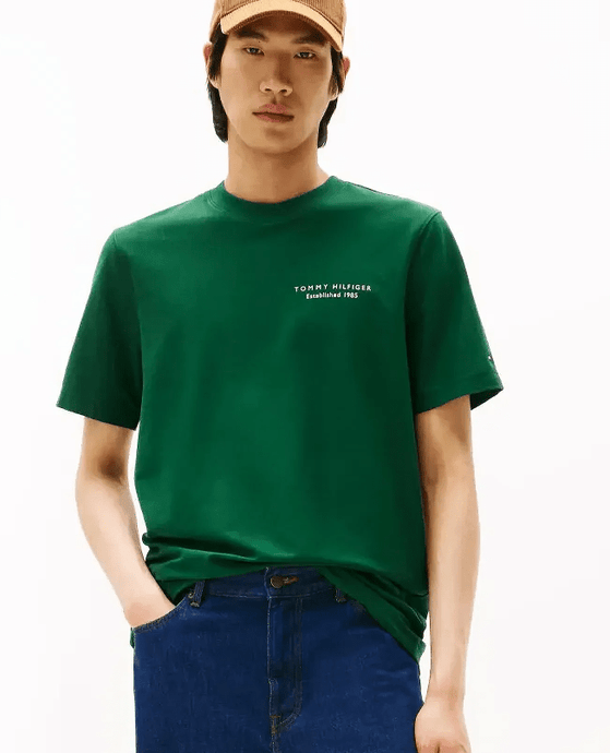 Tommy Hilfiger Mens Photo Print Graphic Tee - Ornamental Green